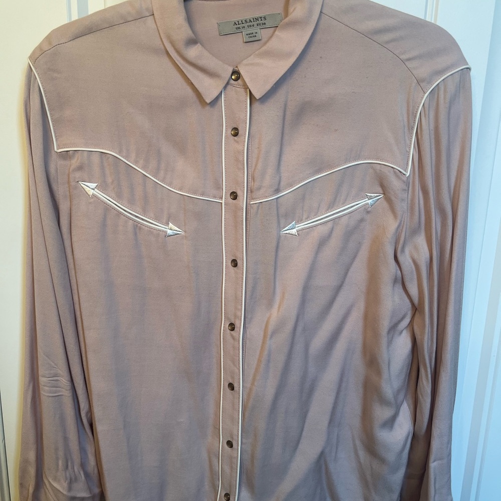 Light Pink AllSaints blouse, western style.